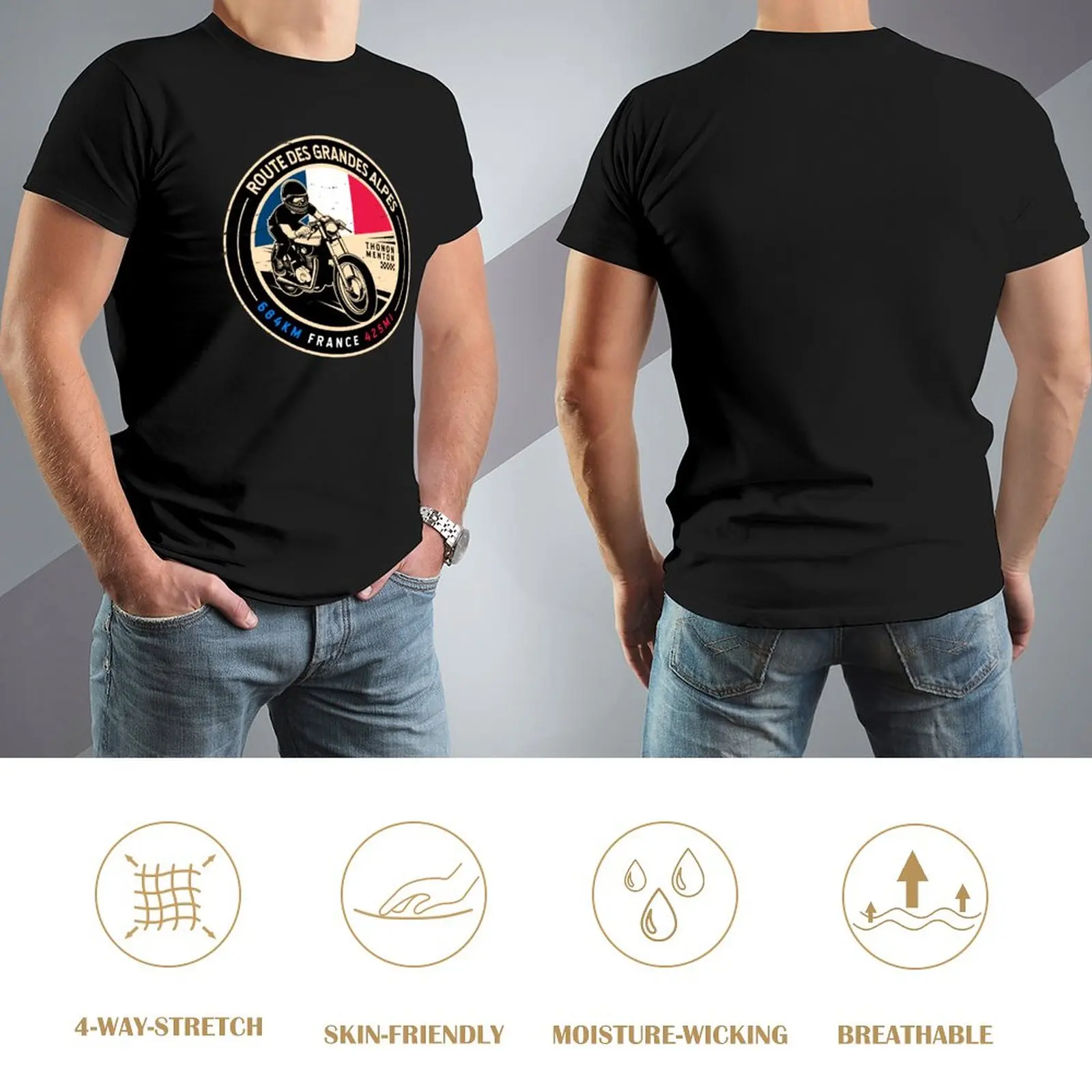 Route des Grandes Alpes | Franța | Motociclete T-Shirt graphic t shirt negru t shirt barbati t-shirt . ' - ' . 2